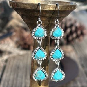 Beautiful Pair of Dangle Turquoise Style Stone Earrings !